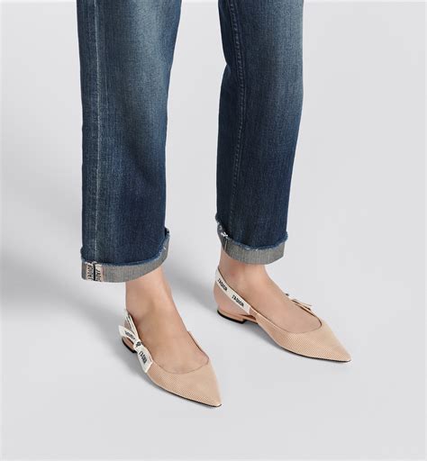 J'Adior Slingback Flat Nude Technical Fabric 